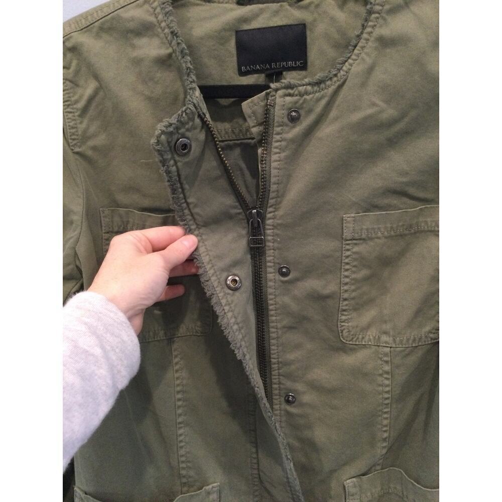 Banana Republic Military Jacket Womens Size S Green Khaki Safari Cotton Utility - Picture 7 of 11